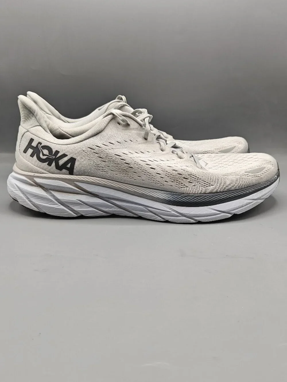 Hoka One One M Clifton 8 Running Shoes Men's Size 16D Gray Cushioned 1119393 LRN